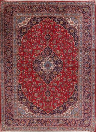 Vintage Traditional Floral Oriental Area Rug Hand - Knotted Wool RED Carpet 10x13 2