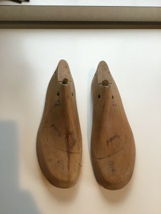 Vintage Pair Wooden Shoe Lasts Industrial Factory Mold Cobbler Spezial Size 42
