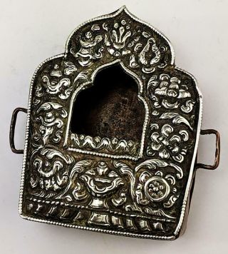 Tibetan Antique Silver & Copper Shrine Amulet Box Ga 