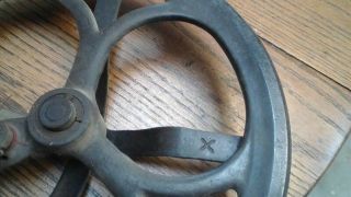 Antique 1870 ' s 12 Inch Cast Iron Wheel w/cover & Pitman Arm Steampunk Lamp Part 2