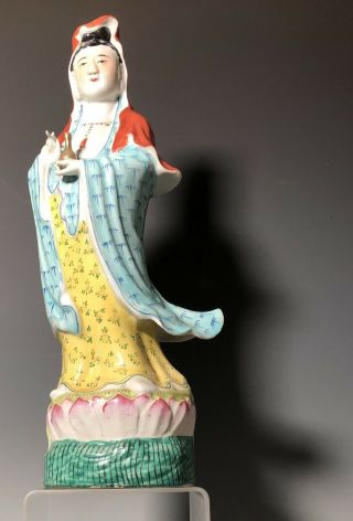 Large Early 20th C.  Antique Chinese Porcelain Guanyin 观音 Marked Kwan Yin Buddha