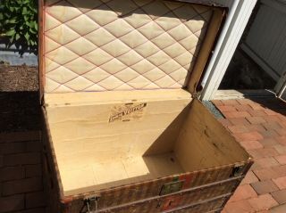 Early Antique Louis Vuitton Steamer Trunk Rayee Coffee Table Size 19th C 10