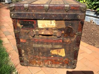 Early Antique Louis Vuitton Steamer Trunk Rayee Coffee Table Size 19th C 4