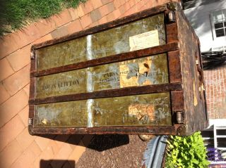 Early Antique Louis Vuitton Steamer Trunk Rayee Coffee Table Size 19th C 5