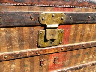 Early Antique Louis Vuitton Steamer Trunk Rayee Coffee Table Size 19th C 8