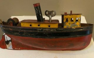 Ives Chicago Wind Up Tin Boat Antique Toy Ship