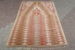 Antalya Turkish Kilim Rug Modern Kelim Wool Rug Floor Carpet 55,  5 " X76,  3 " Area Rug