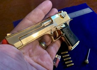 Miniature Desert Eagle Gun Scale Model GOLD PLATED Fine Details 2