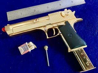 Miniature Desert Eagle Gun Scale Model GOLD PLATED Fine Details 8