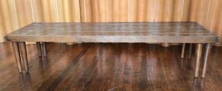 John Keal Brown Saltman slat bench extending coffee table mid century modern 2