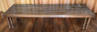 John Keal Brown Saltman slat bench extending coffee table mid century modern 8