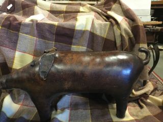 Leather Pig Ottoman Footstool By Dimitri Omersa For Abercrombie & Fitch C.  1960s
