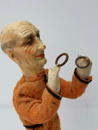 Great,  antique French paper - maché doll with rings,  1900 ' s,  Fairground,  circus clown 4