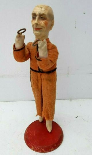 Great,  antique French paper - maché doll with rings,  1900 ' s,  Fairground,  circus clown 8