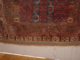 GREAT ANTIQUE TURKOMAN ERSARI ENSI HATCHLI YURTDOOR RUG HG 3