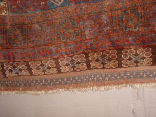 GREAT ANTIQUE TURKOMAN ERSARI ENSI HATCHLI YURTDOOR RUG HG 4