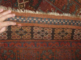 GREAT ANTIQUE TURKOMAN ERSARI ENSI HATCHLI YURTDOOR RUG HG 8