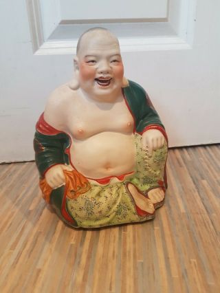 Vintage Chinese Porcelain Figure: Laughing Buddha : 20cm/8inch High