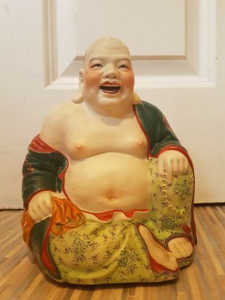 Vintage Chinese Porcelain Figure: Laughing Buddha : 20cm/8inch high 5