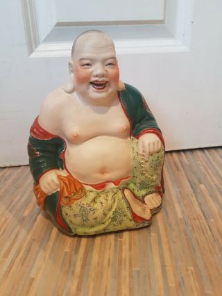 Vintage Chinese Porcelain Figure: Laughing Buddha : 20cm/8inch high 6