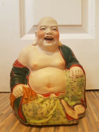 Vintage Chinese Porcelain Figure: Laughing Buddha : 20cm/8inch high 8