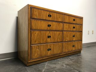 DREXEL HERITAGE Preface Pecan Campaign Chinoiserie Bachelor Chest / Dresser 3