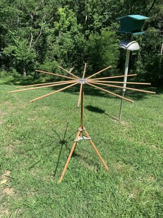 Vtg Antique Artmoore Wood Clothes Drying Rack Umbrella Laundry Hanger Collapsibl