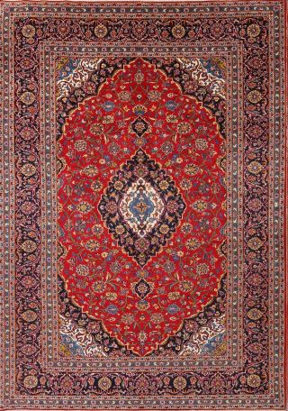 Vintage Traditional Floral Persian Oriental Hand - Knotted 8x11 Red Wool Area Rug
