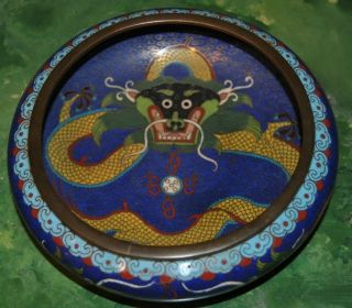 Vintage Chinese Cloisonne Dragon Pearl Bowl 8 " Round 2 " Deep