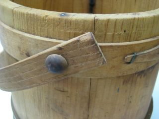 Vintage Antique Primitive Wooden Firkin Sugar Bucket with Lid & Bentwood Handle 6