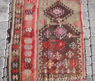 Cr1920 - 40 Semi - Antique Turkish North - East Collectible Fragment Kilim Rug
