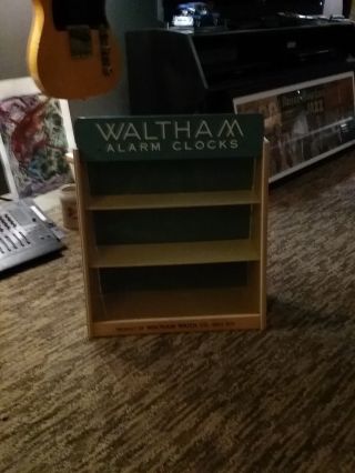 Waltham Alarm Clocks Display Case Very Old Glass And Wood