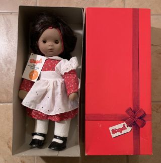 Nib Stupsi Vintage Doll Toy Antique Dress Apron German Brunette Headband Shoes