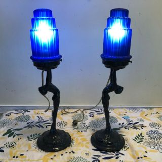 Vintage Deco Frankart Sarsaparilla Lamp Pair Nos