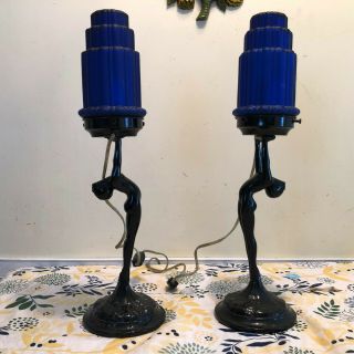 Vintage Deco Frankart Sarsaparilla Lamp Pair NOS 5