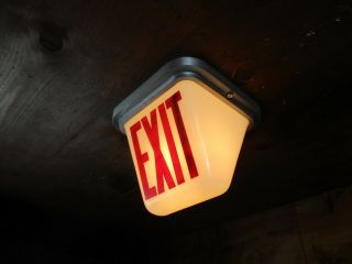 Vintage Perfeclite Exit Sign Lamp Light Theater Art Deco Glass Globe 5 Available