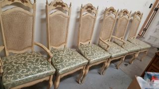 French Provincial Dining Room Set and Hutch Leaves Ivory 6 Chairs Mesh BasicWitz 7