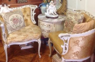 Vintage Antique French Country Chic Parlor Chair Set