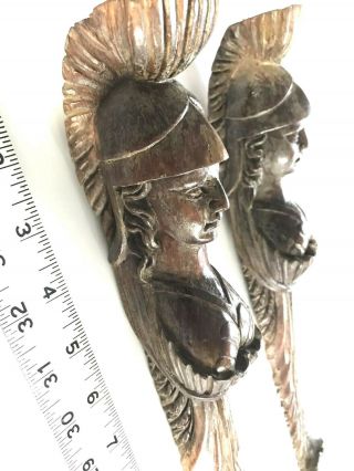 15 " Pair (2) Antique Caryatid Roman Figures Hand Carved Wood Bracket Shelf Panel
