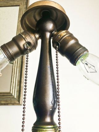Jefferson Signed Cast Iron Dual Socket Painted Lamp Base | Art Nouveau 1900 ' s 6