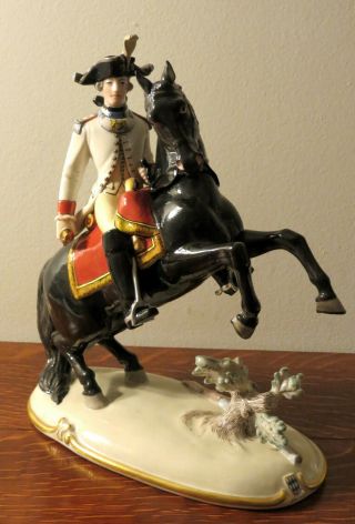 Nymphenburg German Porcelain Figurine Officer / Soldier On Horse