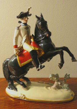 Nymphenburg German Porcelain Figurine Officer / Soldier on Horse 2