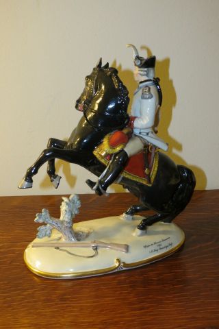 Nymphenburg German Porcelain Figurine Officer / Soldier on Horse 5