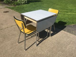 Vintage 1950s/60s Retro Diner Nook Folding Table Formica And 2 Chairs