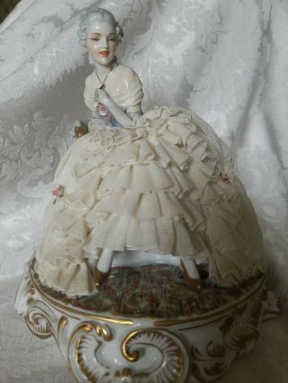 VERY RARE Luigi Fabris Porcelain Lace Lady Figurine Italy Wonderful 12