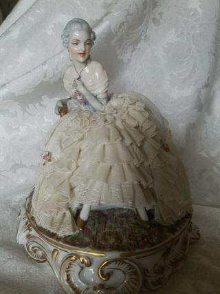 Very Rare Luigi Fabris Porcelain Lace Lady Figurine Italy Wonderful
