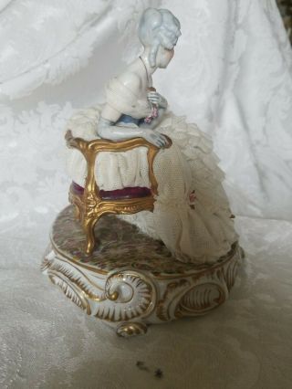 VERY RARE Luigi Fabris Porcelain Lace Lady Figurine Italy Wonderful 7