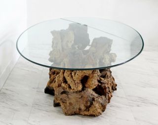 Mid Century Modern Sculptural Burl Wood Driftwood Tree Trunk Coffee Table 1960s 7