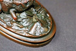 BEST 19th CENTURY REALISTIC ANIMALIER FROG BRONZE PAPERWEIGHT SIGNED SP or PS 4