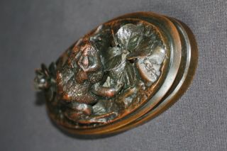 BEST 19th CENTURY REALISTIC ANIMALIER FROG BRONZE PAPERWEIGHT SIGNED SP or PS 7